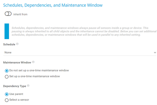 Schedules, Dependencies, and Maintenance Window